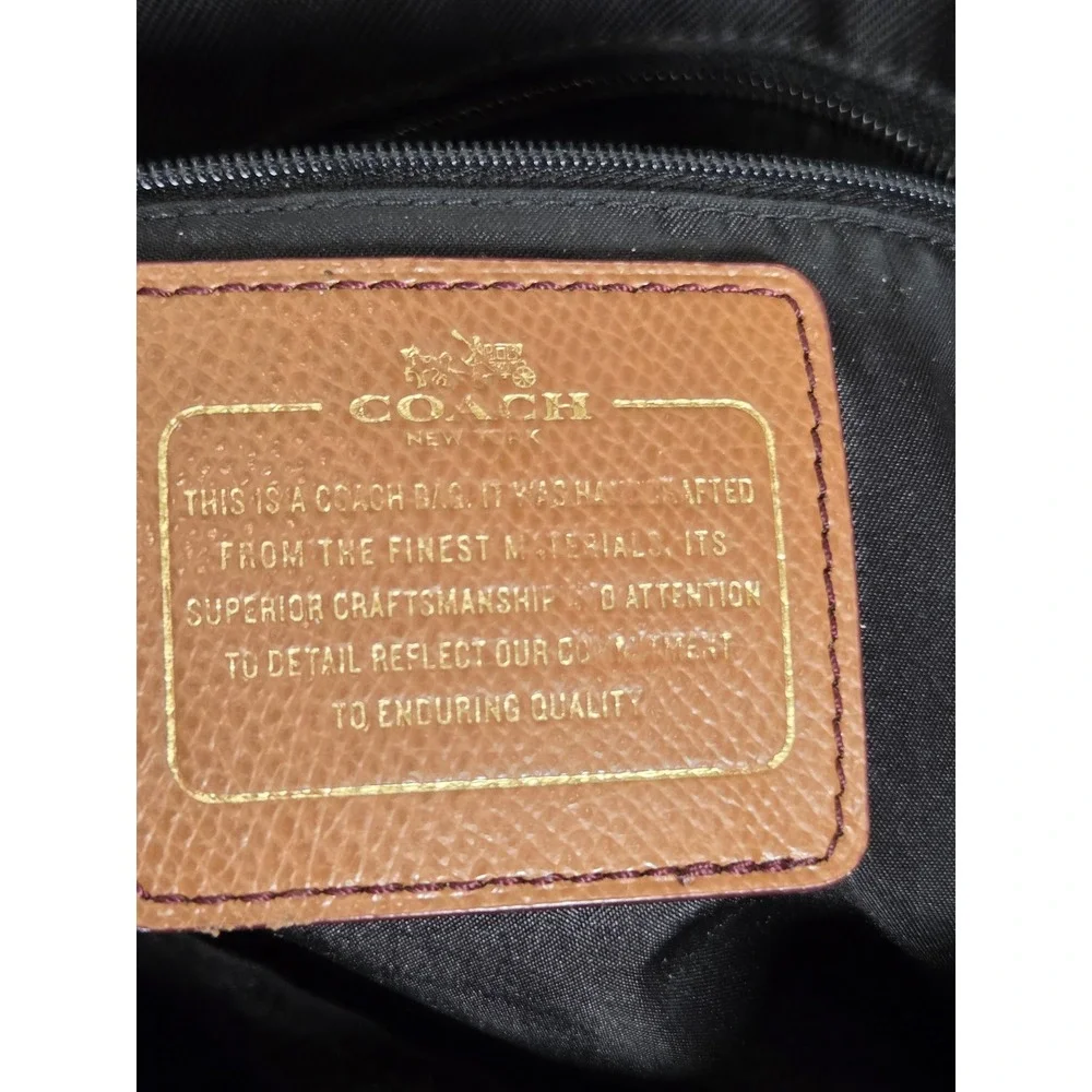 Coach Diaper Bag Tote Black Canvas Tan Leather Trim Gold Hardware F13803